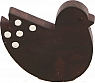 1 Holzstecker kleiner Vogel mit Tupfen, dunkelbraun, 4 mm Holzdübel
