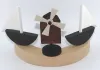 Steckfigur Windmühle dunkelbraun mit 2 Booten, Kranzfigur für Holzkranz /Steckunterlagen