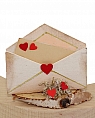 Vintage Liebesbrief in Holzumschlag, beige, H 5,5 cm