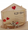 Vintage Liebesbrief in Holzumschlag, beige, H 5,5 cm