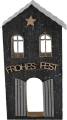 Dekoaufsteller Tilma, Weihnachtshaus 'Frohes Fest' dunkelbraun mit Stern, H 15 cm