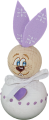Holz Osterhase weiß mit Schleife und Holzherz lila, h 9 cm