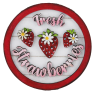 Kleines Holz Erdbeer-Schild, D 7,5 cm, handbemalt
