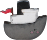Holz Dampfschiff /Boot grau/weiß, h 8 cm, für Holzkränze
