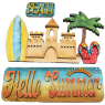 Hello Summer Set, Addon für LKW und Holzbrett, Sandburg, Sufbrett, Flip Flops, Palme, handbemalt