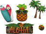 ALOHA Set Addon für LKW/Pickup seitlich, Sufbretter, Ananas, Palmen, handbemalt, 5-teilig