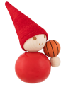 Mittlerer Aarikka Tonttu Basketballer, rot, Höhe 11 cm