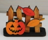 Halloween Zaun mit Kürbis und Herbstblättern, h 4 cm