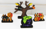 Halloween Zaun mit Kürbis und Herbstblättern, h 4 cm