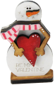 Holz Schneemann mit Herz BE MY VALENTINE, handbemalt, h 10 cm