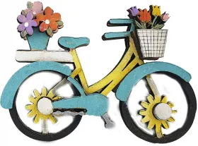 Steckfigur Holland Rad, Fahrrad mit Blumen, weiß/gelb, türkis, H 6 cm Steckfigur Holland Rad, Fahrrad mit Blumen, weiß/gelb, türkis, H 6 cm