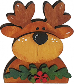 Steckfigur Rentier mit Ilex Girilande, h 6,5 cm, braun Steckfigur Rentier mit Ilex Girilande, h 6,5 cm, braun