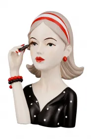 Gilde Figur, Frau, Lady mit Wimperntusche, h 26 cm, schwarz, Ladykopf, Büste Gilde Figur, Frau, Lady mit Wimperntusche, h 26 cm, schwarz, Ladykopf, Büste