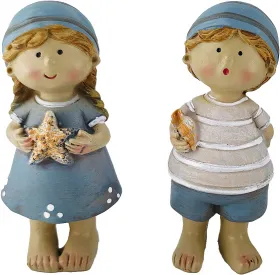 Maritimes Kind mit Muschel, hellblau weiß, h 10,5 cm, Mädchen oder Junge Maritimes Kind mit Muschel, hellblau weiß, h 10,5 cm, Mädchen oder Junge