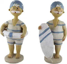 Große Badefigur mit Surfbrett oder Schwimmring, hellblau weiß, h 16,5 cm Große Badefigur mit Surfbrett oder Schwimmring, hellblau weiß, h 16,5 cm