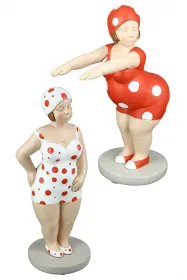 Gilde große Figur, Badenixe Becky, gepunktet rot, weiß, Kunstharz, H. 20,5 cm, Schwimmerin, Badende Gilde große Figur, Badenixe Becky, gepunktet rot, weiß, Kunstharz, H. 20,5 cm, Schwimmerin, Badende