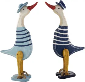 1 Holz Badeente, gestreift, h 21cm, 2 Farbvarianten hellblau/blau weiß 1 Holz Badeente, gestreift, h 21cm, 2 Farbvarianten hellblau/blau weiß