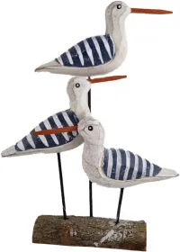 3 Holzmöwen auf Holzplatte, blau-weiß, H 20 cm, maritime Dekoration, Sommer Deko 3 Holzmöwen auf Holzplatte, blau-weiß, H 20 cm, maritime Dekoration, Sommer Deko