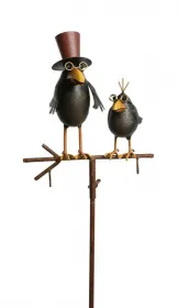 2 Raben mit Brillen auf Stab, großer Rabe mit Zylinder, schwarz, H 130 cm, Garten Deko 2 Raben mit Brillen auf Stab, großer Rabe mit Zylinder, schwarz, H 130 cm, Garten Deko