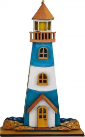 Holz-Leuchtturm türkisblau, weiß, 13,5 cm, für Sebastian Holzkränze Holz-Leuchtturm türkisblau, weiß, 13,5 cm, für Sebastian Holzkränze