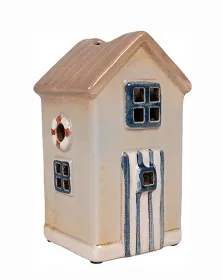 Det Gamle Apotek kleines Keramik Strandhaus Badehaus für Teelichter, grau, H 14,5cm Det Gamle Apotek kleines Keramik Strandhaus Badehaus für Teelichter, grau, H 14,5cm