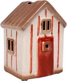 Det Gamle Apotek kleines Keramik Strandhaus Badehaus für Teelichter, grau, rot, H 14,5cm Det Gamle Apotek kleines Keramik Strandhaus Badehaus für Teelichter, grau, rot, H 14,5cm