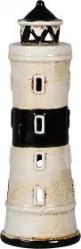 Det Gamle Apotek Keramik Leuchtturm für Teelichter, weiß schwarz, H 21cm Det Gamle Apotek Keramik Leuchtturm für Teelichter, weiß schwarz, H 21cm