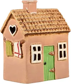 Det Gamle Apotek kleines Keramik Haus rosé mit Wäscheleine für Teelicht, H 14 cm Det Gamle Apotek kleines Keramik Haus rosé mit Wäscheleine für Teelicht, H 14 cm