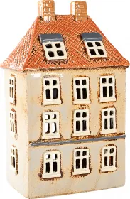 Det Gamle Apotek großes Keramikhaus für Teelichter, beige, Dachfenster, H 24cm, B 15cm, T 10cm Det Gamle Apotek großes Keramikhaus für Teelichter, beige, Dachfenster, H 24cm, B 15cm, T 10cm