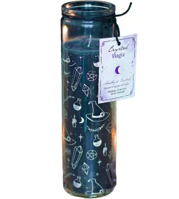 Glas Kerze Crystal Witch Jasmin schwarz mit Amethystsplittern Halloween Deko h 21 cm Glas Kerze Crystal Witch Jasmin schwarz mit Amethystsplittern Halloween Deko h 21 cm