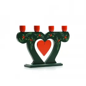 Schwedischer 4-flammiger Adventsleuchter mit rotem Herz Preiselbeeren grün rot handbemalt 19,5 x 29 cm Schwedischer 4-flammiger Adventsleuchter mit rotem Herz Preiselbeeren grün rot handbemalt 19,5 x 29 cm