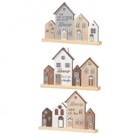 Gilde Standrelief LED Haus Zuhause 5 x 31 x 21 cm Holz Häuserreihe grau braun weiß Gilde Standrelief LED Haus Zuhause 5 x 31 x 21 cm Holz Häuserreihe grau braun weiß