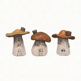 Steingut Pilzhaus mit LED H 9-9,5 cm in Herbsttönen Herbstdekoration 3 Farbvarianten Steingut Pilzhaus mit LED H 9-9,5 cm in Herbsttönen Herbstdekoration 3 Farbvarianten