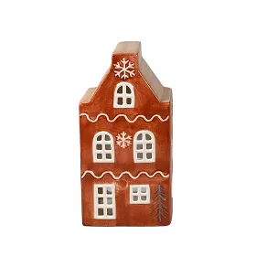 Det Gamle Apotek großes Keramik Haus Teelicht rotbraun Weihnachten h 22,5 cm