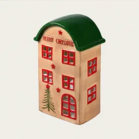 Det Gamle Apotek großes Keramik Haus Teelicht beige Weihnachten h 20 cm