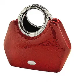 Gilde moderne Keramik Vase Handtasche Milano rot silberfarben 10.5 x 24.5 x 21 cm