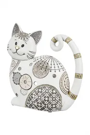 Gilde Figur Katze Jasper creme mit Mustern 9 x 19 x 20.5 cm