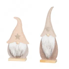 Gilde stand relief gnome pair Elvin felt gray light brown glittering star heart H 10 cm