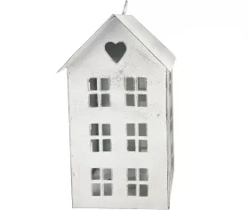 Advent Iron Tealight Holder House with Numbers 1-4 White, Set of 4 8x8xH 10 cm