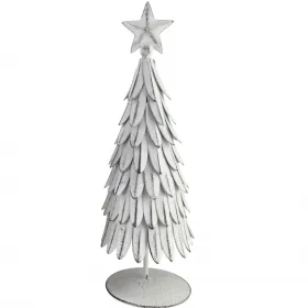 Large metal Christmas tree with star, white, 30 cm high, winter Christmas decoration