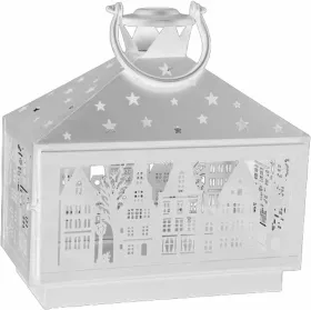 Metal hanging lantern house, white, 30x17x30 cm, winter houses