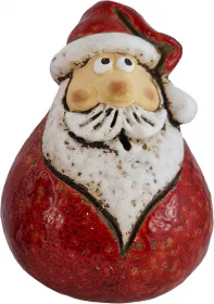 Cute Santa Claus red and white H 12 cm stoneware