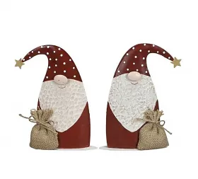 Cute Santa Claus with sack, red and white, H 11 cm, stoneware