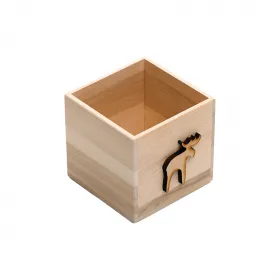 Schwedische Holzkiste Elch 10x10x10 cm Erlenholz