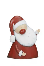 Große Eisen Weihnachtsmann Niko rot-weiß mit langer Zipfelmütze H 43 cm