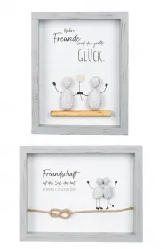 Steinbild rechteckig Freunde/Freundschaft, Holz MDF Poly, grau 33x24 cm