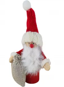 Weihnachtsmann mit Sack ball beige rot H 12 cm Steckfigur Sebastian Holzkränze