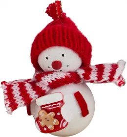 Holz Schneemann mit Handschuh und Lebkuchenmann, h 9 cm Steckfigur Sebastian Holzkränze