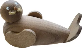 1 Erzgebirge Robbe liegend nach hinten blickend grau, EINZELSTÜCK