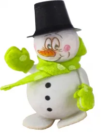 Kranzfigur Holz Schneemann mit Hut gepunktetem Schal Handschuhen hellgrün h 7 cm